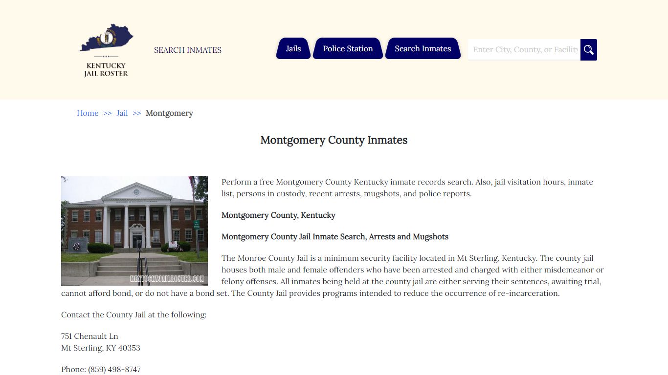 Montgomery County Inmates | Jail Roster Search